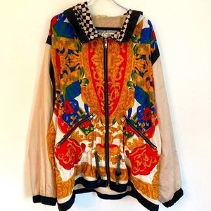 90's Vintage Gallery Sport Versace Print Windbreaker Jacket Size S